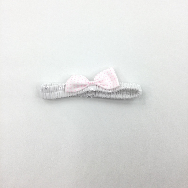 Embroidered Flowers & Spotty Bow Headband - Girls Newborn