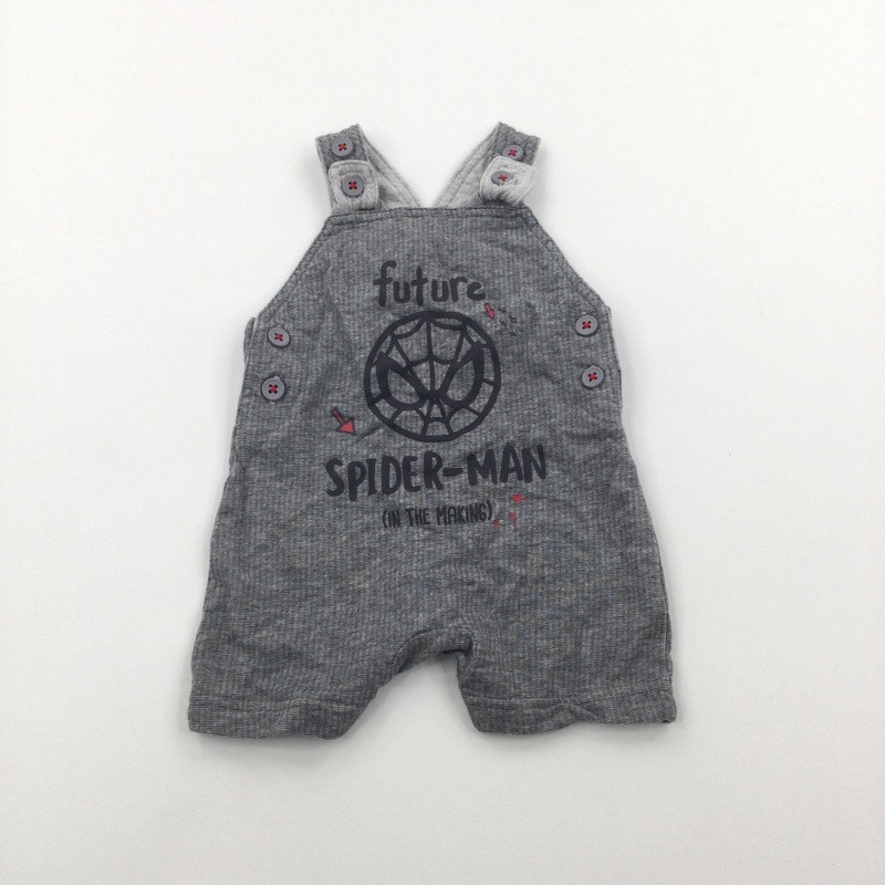 'Future Spider-man' Grey Jersey Dungarees - Boys Newborn