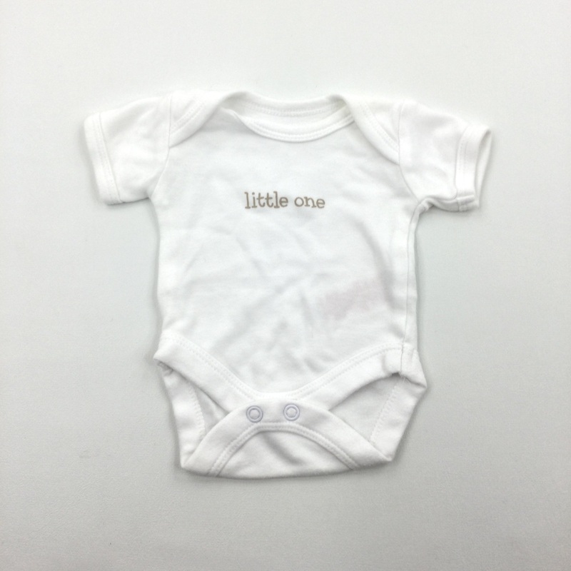 'Little One' White Short Sleeve Bodysuit - Boys/Girls Early Baby