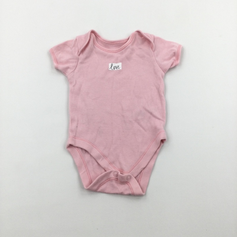 'Love' Pink Short Sleeve Bodysuit - Girls 0-3 Months