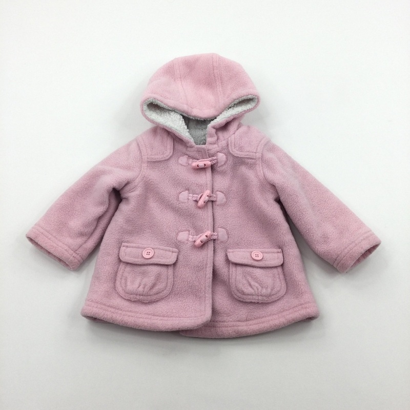 Pink Fleece Duffle Coat with Hood - Girls 6-9 Months