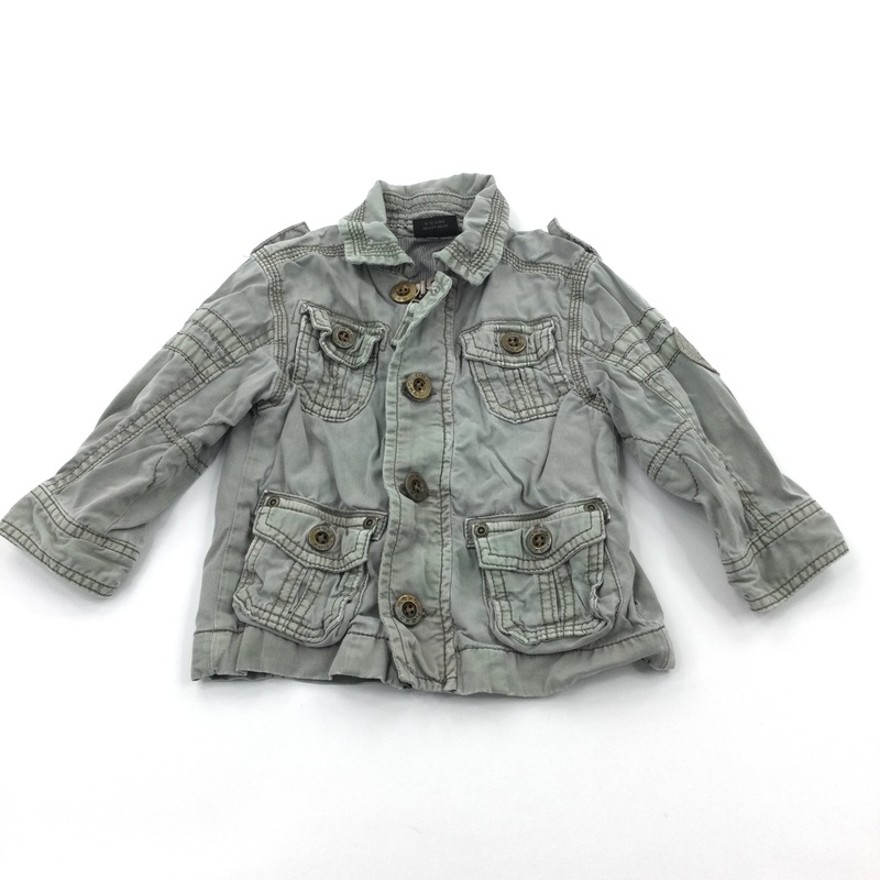 Sage Green Lined Cotton Jacket with Collar - Boys 9-12 Months