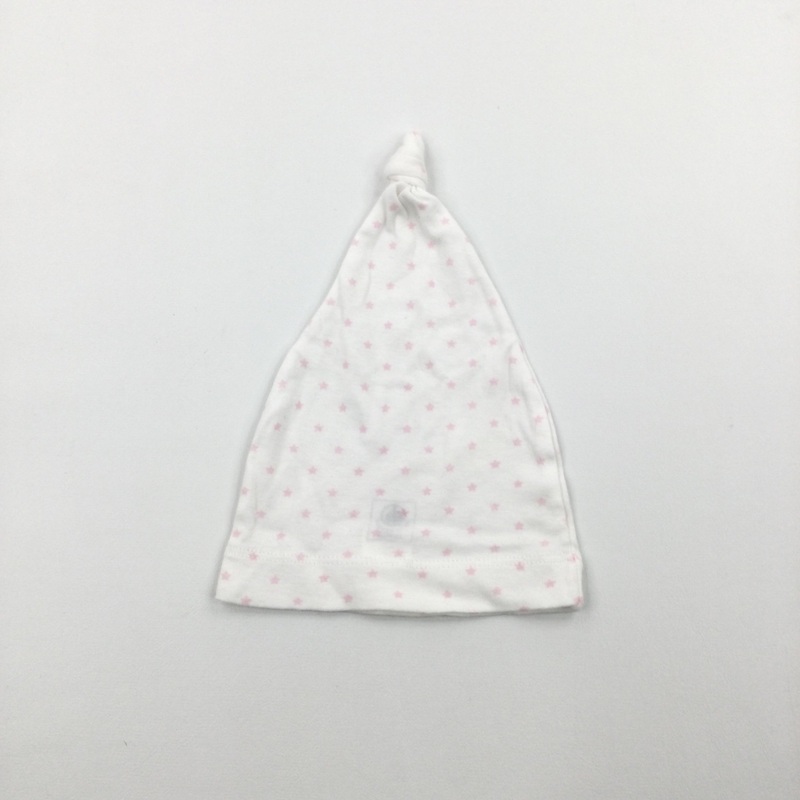 Stars Pink & White Knotted Jersey Hat - Girls Newborn