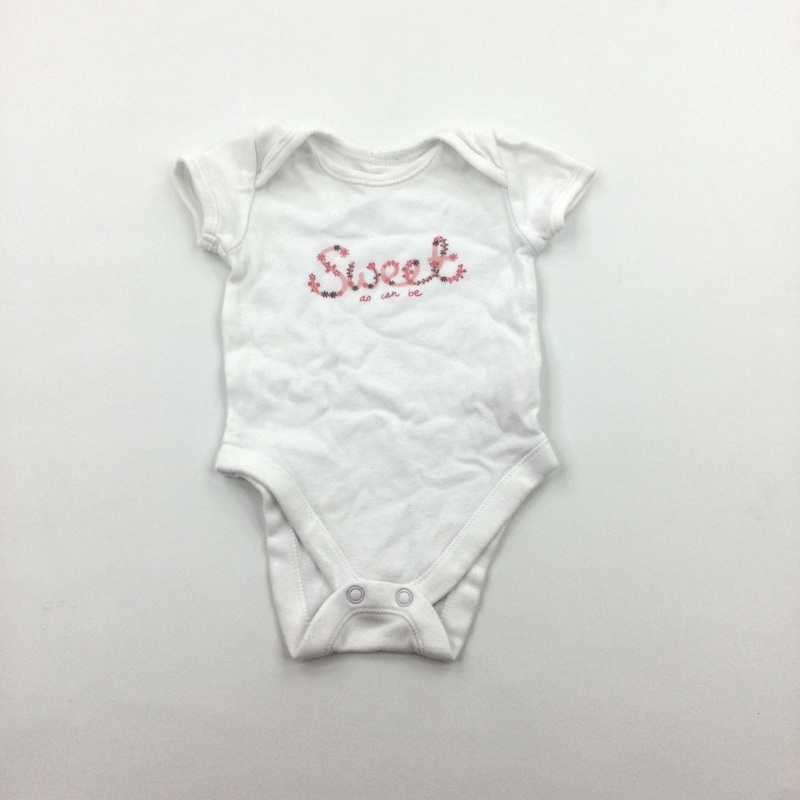 'Sweet' White Short Sleeve Bodysuit - Girls 0-3 Months
