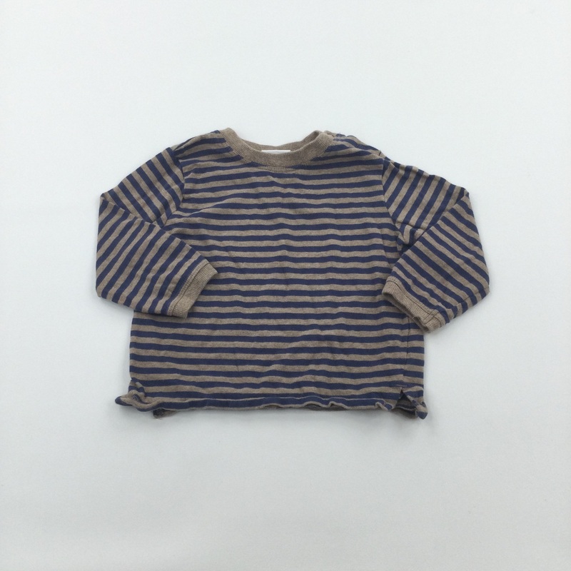Tan & Navy Striped Long Sleeve Top - Boys 9-12 Months