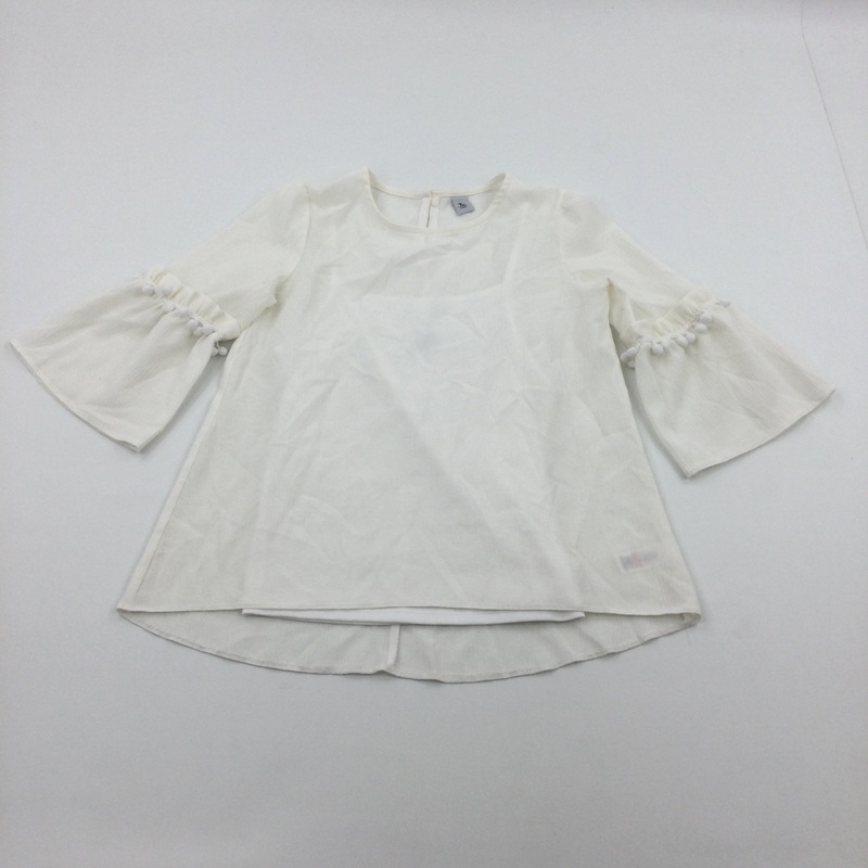 White Sheer Chiffon Style Flared Sleeves Blouse - Girls 12 Years