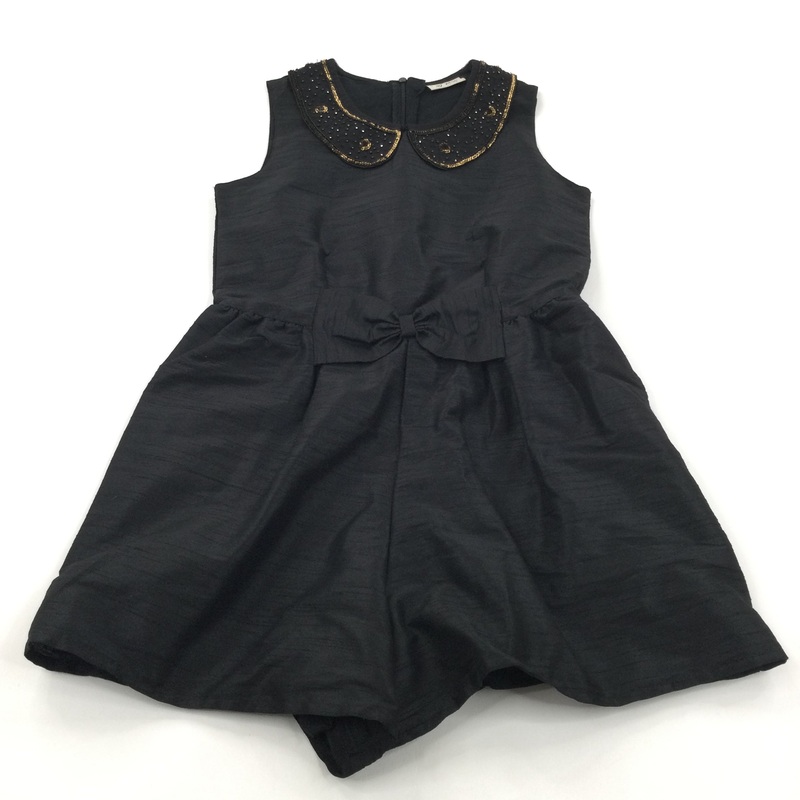 Beads & Sequins Gold & Black Playsuit with Collar - Girls 10 Years