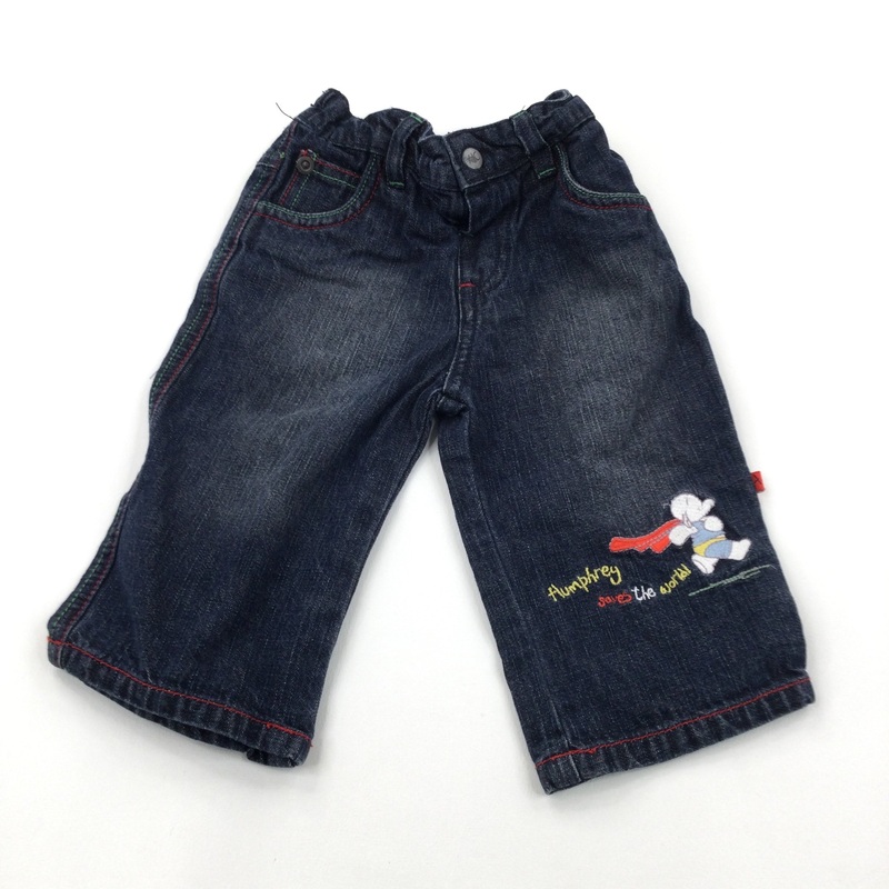 'Humphrey Saves The Day' Humphrey's Corner Embroidered Dark Blue Denim Jeans  - Boys 0-3 Months