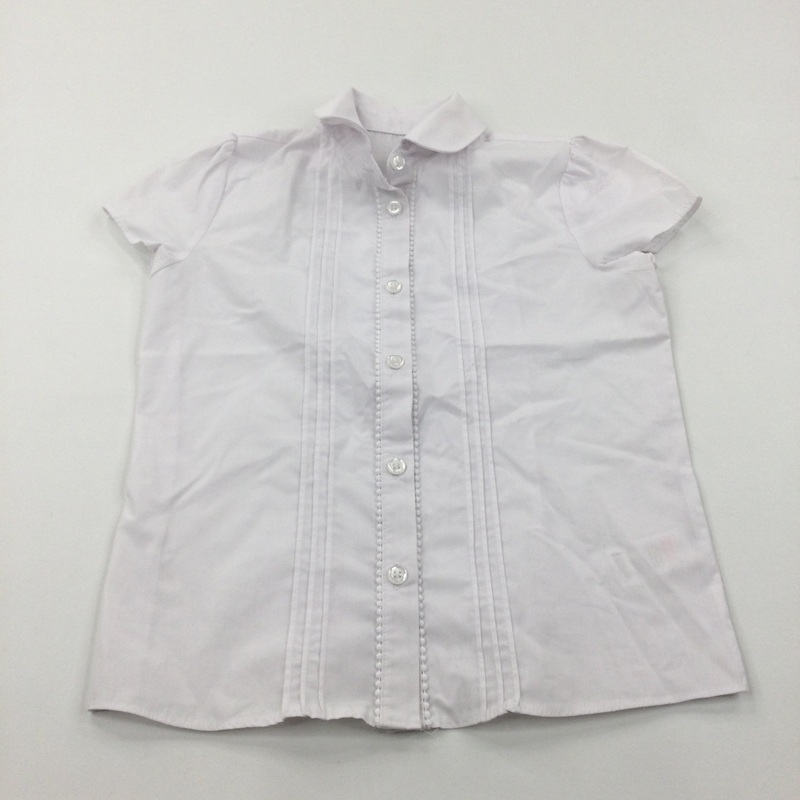 Lacey Detail White School Blouse - Girls 7-8 Years