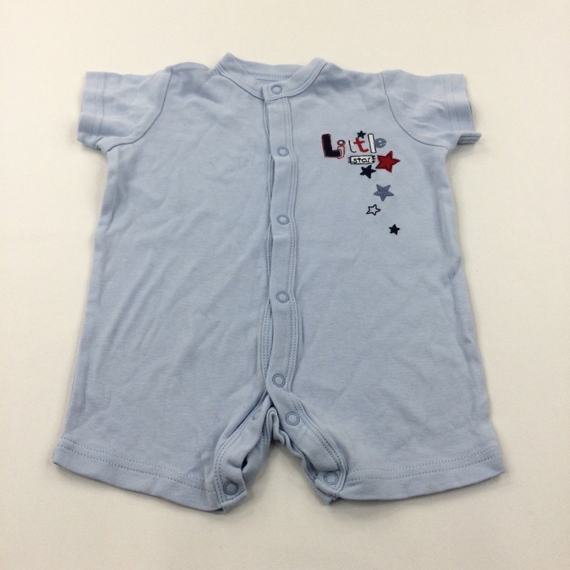 'Little Star' Blue Jersey Romper - Boys 3-6 Months