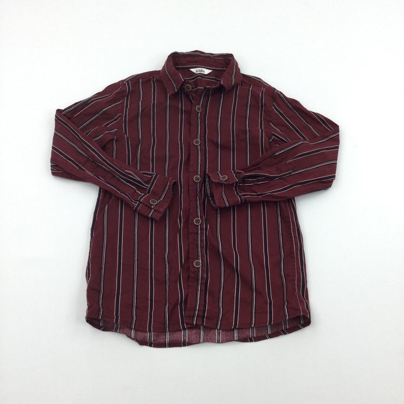 Maroon & Black Striped Shirt - Boys 5-6 Years