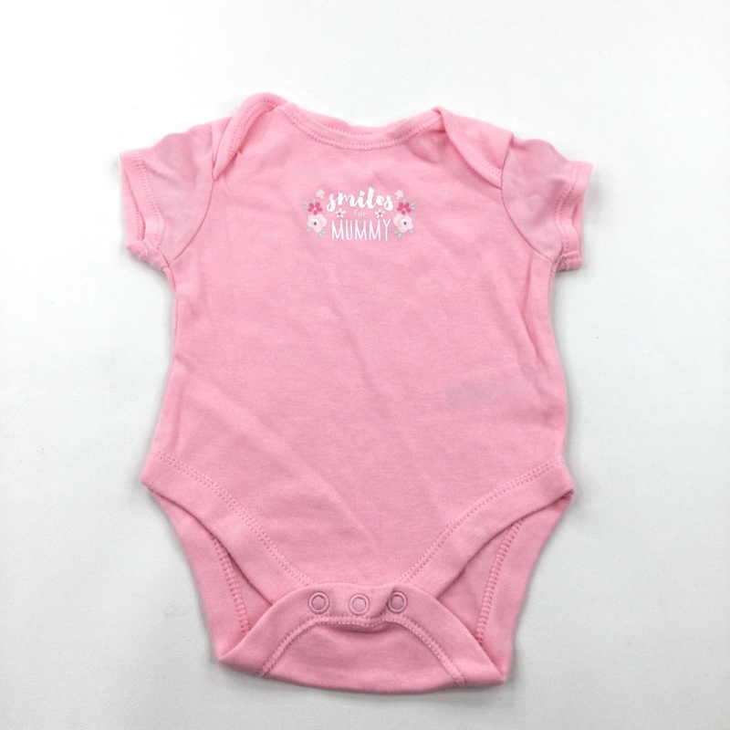 'Smiles For Mummy' Pink Short Sleeve Bodysuit - Girls 0-3 Months