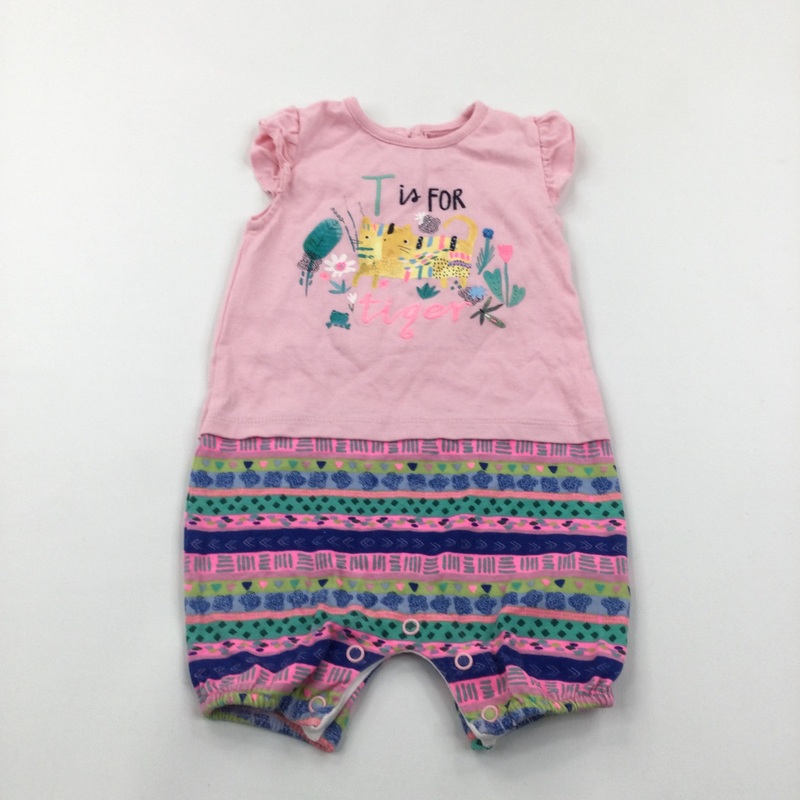 'T Is For Tiger' Pink Romper - Girls 6-9 Months