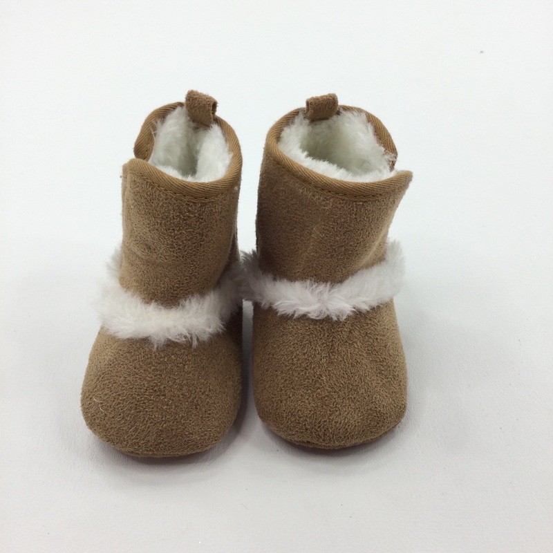 Tan Fluffy Slippers Boots - Girls - 0-3 Months