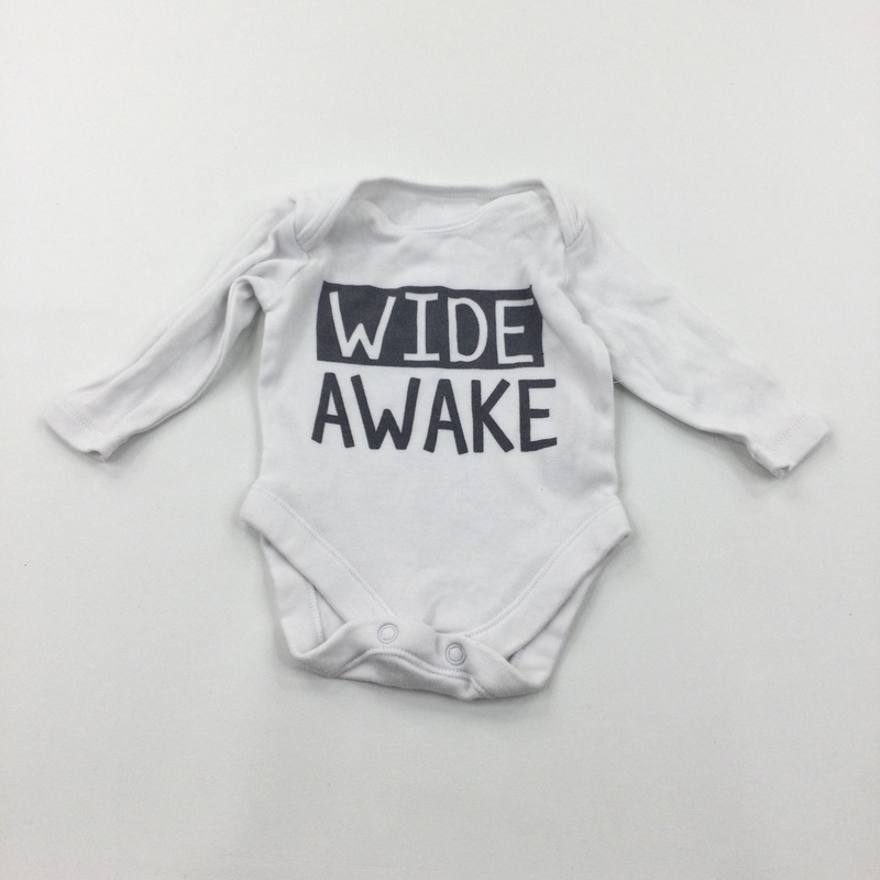'Wide Awake' White Long Sleeve Bodysuit - Boys/Girls Newborn