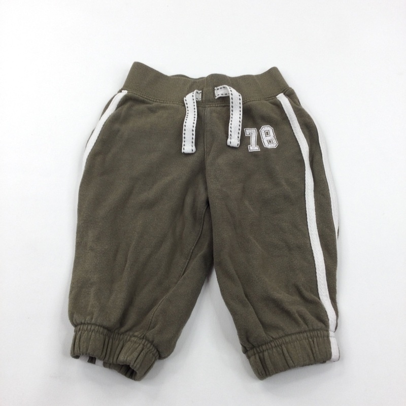 '78' Khaki Green Tracksuit Bottoms - Boys 9-12 Months