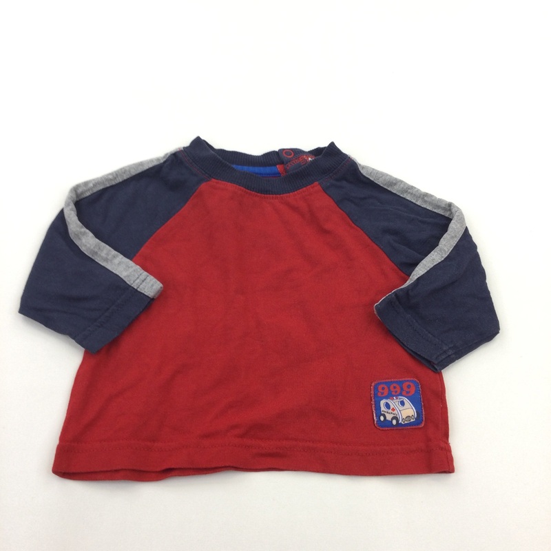 '999' Badge Red & Navy Long Sleeve Top - Boys 0-3 Months