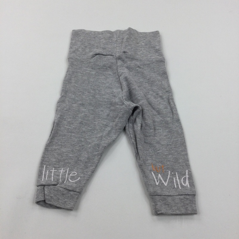 'Little But Wild' Grey Lightweight Jersey Trousers - Boys 3-6 Months