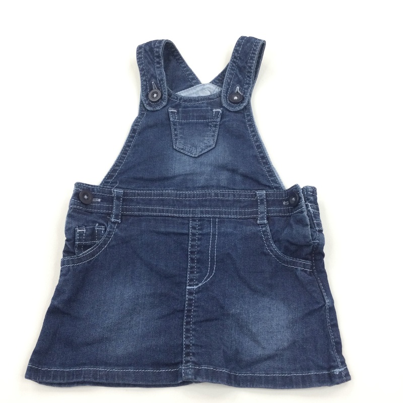 Navy Denim Lightweight Dungaree Dress - Girls 3-6 Months