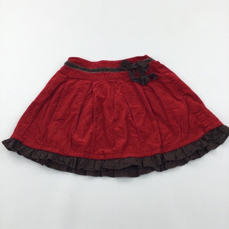 Red & Brown Lightweight Corduroy Skirt - Girls 12-18 Months