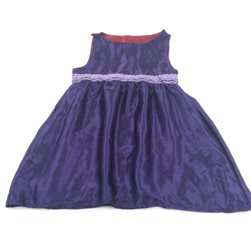 Reversible Purple/Red Satiny Party Dress - Girls 2-3 Years