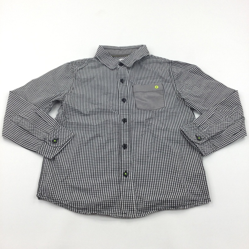 Black & White Checked Cotton Shirt - Boys 6-7 Years