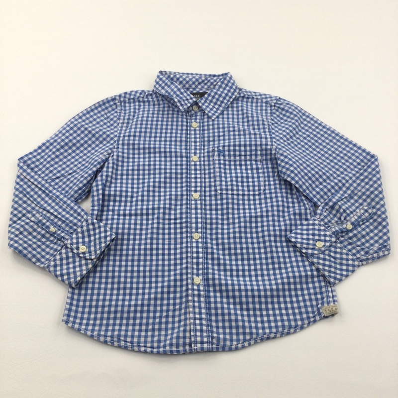 Blue & White Checked Cotton Shirt - Boys 7-8 Years