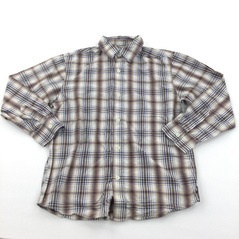 Brown & Blue Checked Cotton Shirt - Boys 8-9 Years