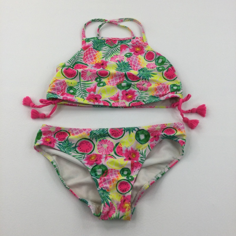 Fruit & Flowers Colourful Bikini Set - Girls 8-9 Years