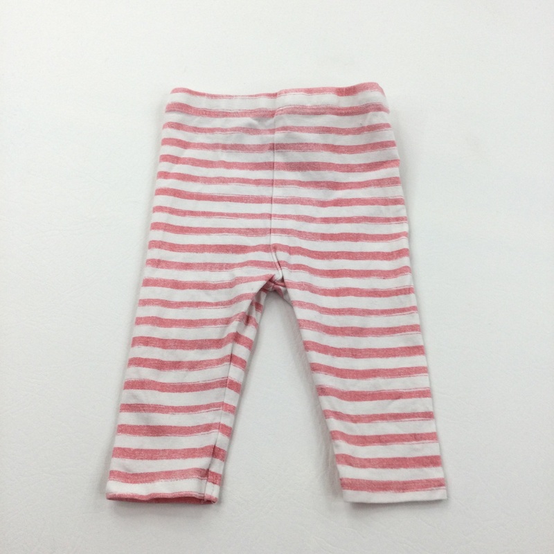 Pink & White Striped Leggings - Girls 3-6 Months