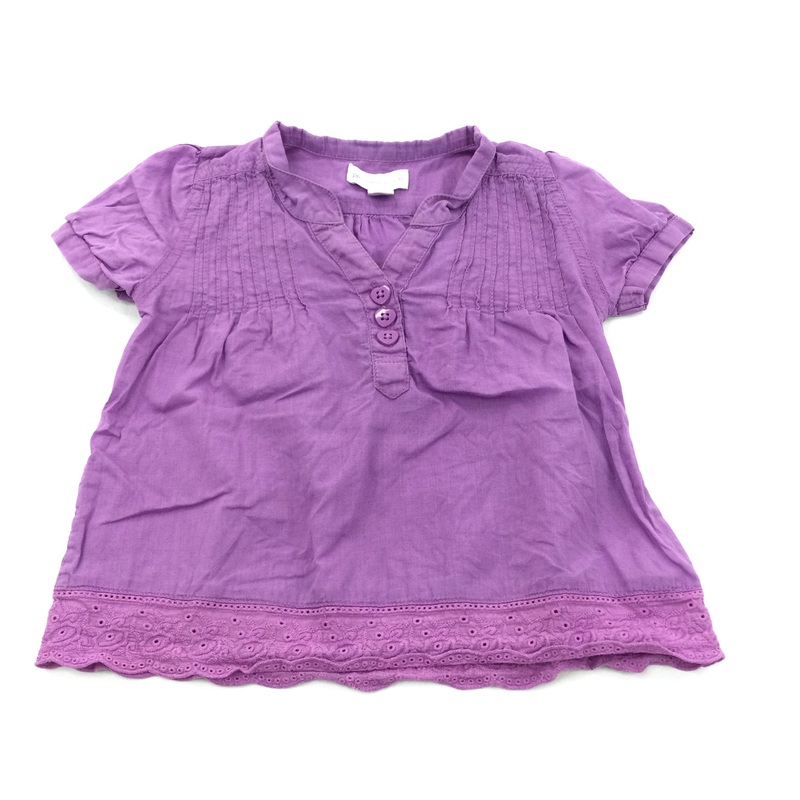 Purple Cotton Blouse with Lacey Hem - Girls 12-18 Months