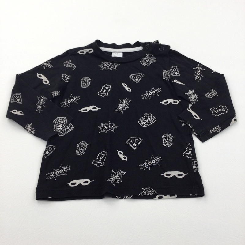 Superhero Masks Black Long Sleeve Top - Boys 6-9 Months