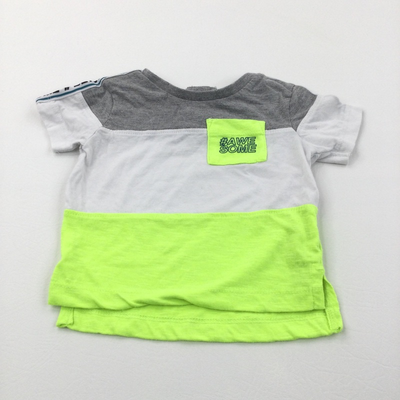 '#Awesome' Neon Yellow, White & Grey T-Shirt - Boys 3-6 Months