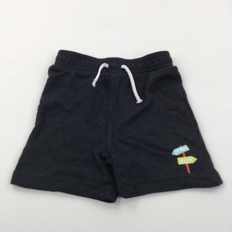 'Beach Fun' Charcoal Grey Jersey Shorts - Boys 18-24 Months