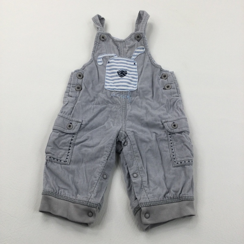 Dog Appliqued Mushroom Corduroy Dungarees - Boys 3-6 Months