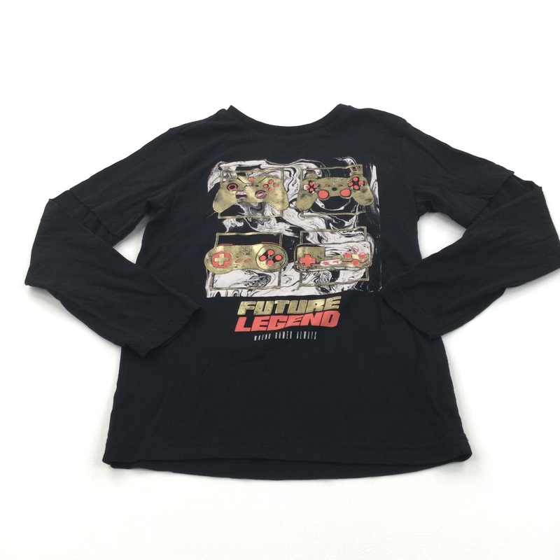 'Future Legend' Black & Gold Long Sleeve Top - Boys 6-7 Years