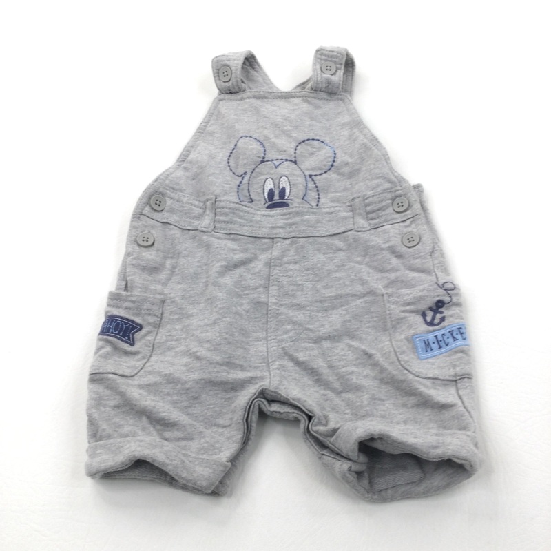 Mickey Mouse Embroidered Jersey Short Dungarees - Boys 3-6 Months