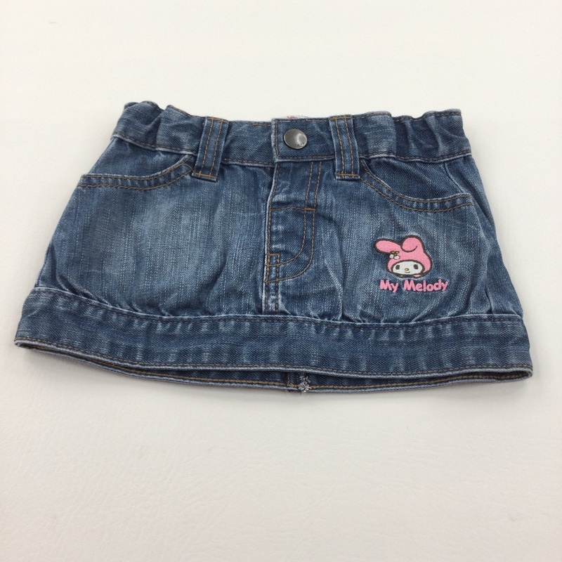 'My Melody' Mid Blue Denim Skirt with Adjustable Waistband - Girls 0-3 Months