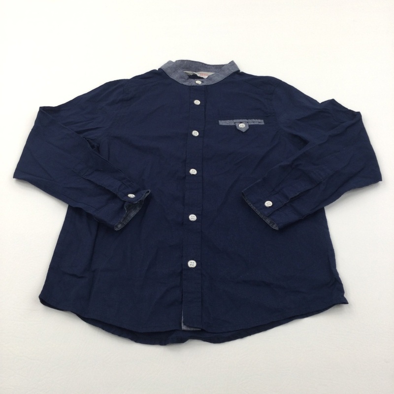 Navy Lightweight Cotton Shirt - Boys 6-7 Years
