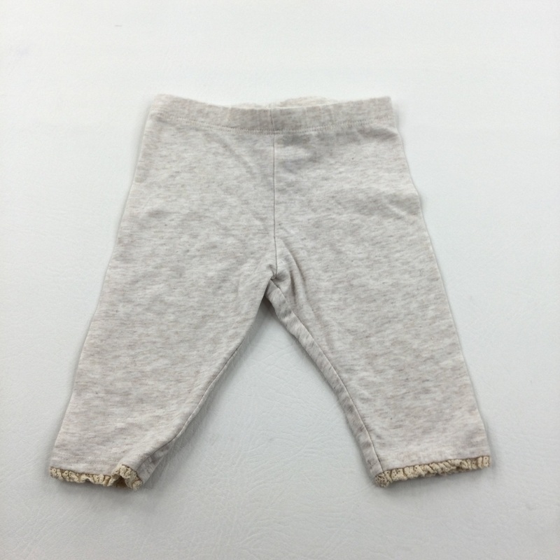 Oatmeal Leggings with Frilly Hems - Girls 3-6 Months