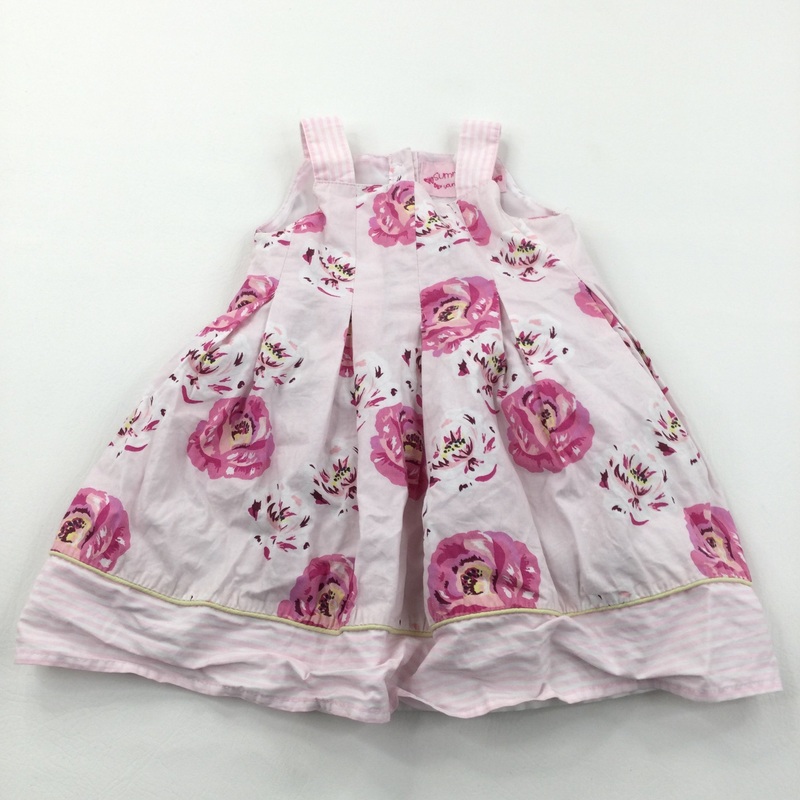 Roses Pink Cotton Sun/Party Dress - Girls 12-18 Months