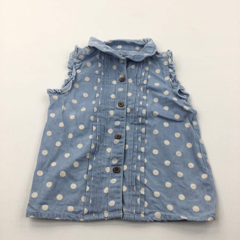 Spotty Blue & White Cotton Blouse - Girls 18-24 Months