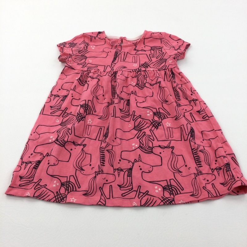 Unicorns Bright Pink Jersey Dress - Girls 12-18 Months