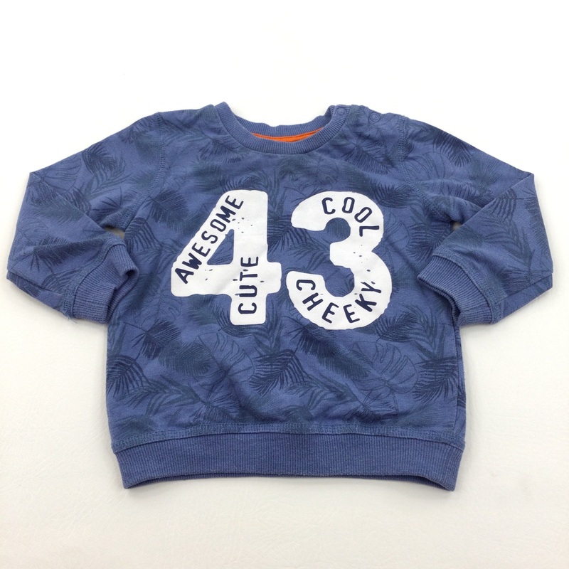 '43' Leaves Blue Lightweight Sweatshirt - Boys 9-12 Months