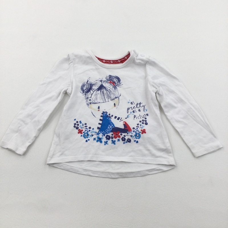 'As Pretty A Picture' Girl White Long Sleeve Top - Girls 3-6 Months