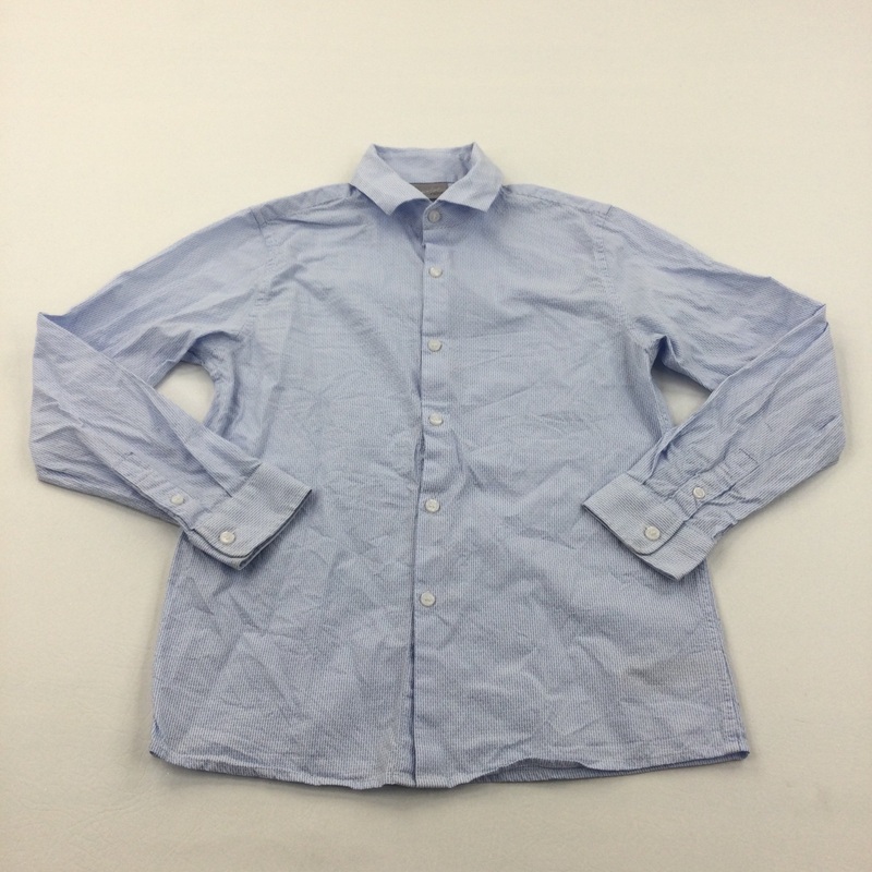 Blue & White Cotton Shirt - Boys 10 Years