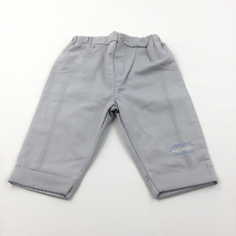 'Explore & Adventure' Grey Lightweight Cotton Trousers - Boys 6-9 Months