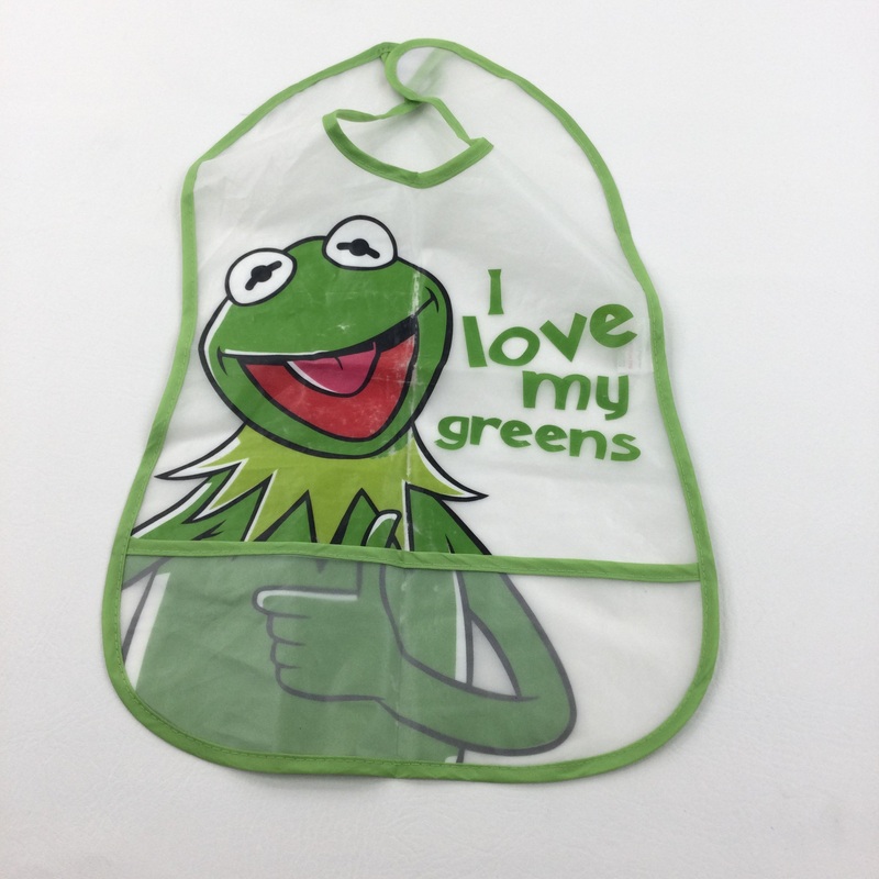 'I Love My Greens' Kermit The Frog Transparent Bib - Boys 6-9 Months
