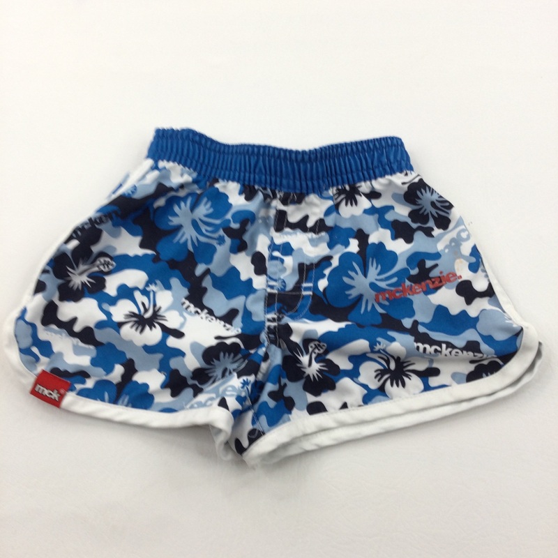 'McKenzie' Flowers Blue, White & Navy Lightweight Shell Shorts - Boys 3-6 Months