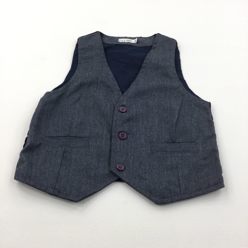 Navy Cotton Twill Smart Waistcoat - Boys 3-4 Years